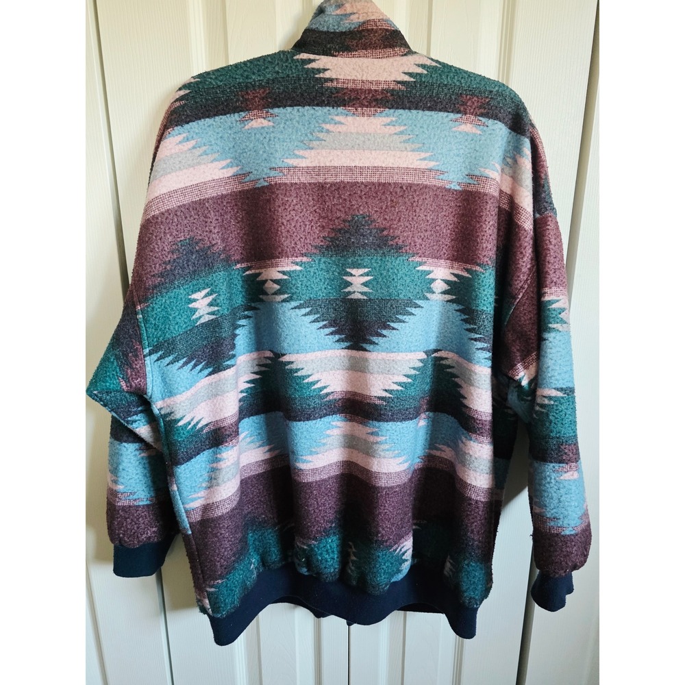 Braetan Vintage Southwestern Pattern Reversible Bomber Jacket Women 2X Snaps - Picture 6 of 13